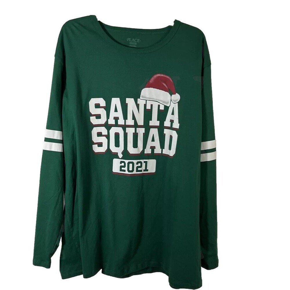 The Children’s Place Matching Family Santa Squad Graphic T-shirt Size 3XL Green